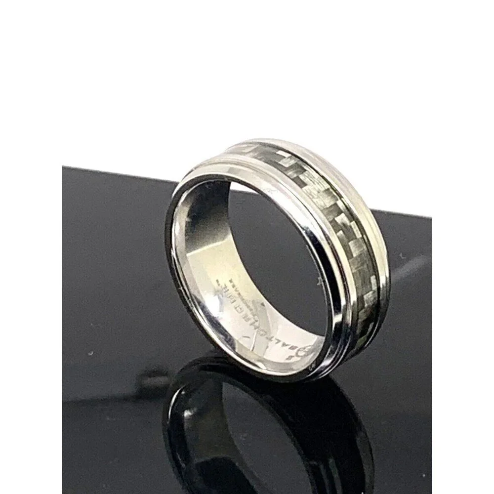 Men's Wedding Band Cobalt Chrome Benchmark Gray Silver 9mm Wide Ring Size 11
